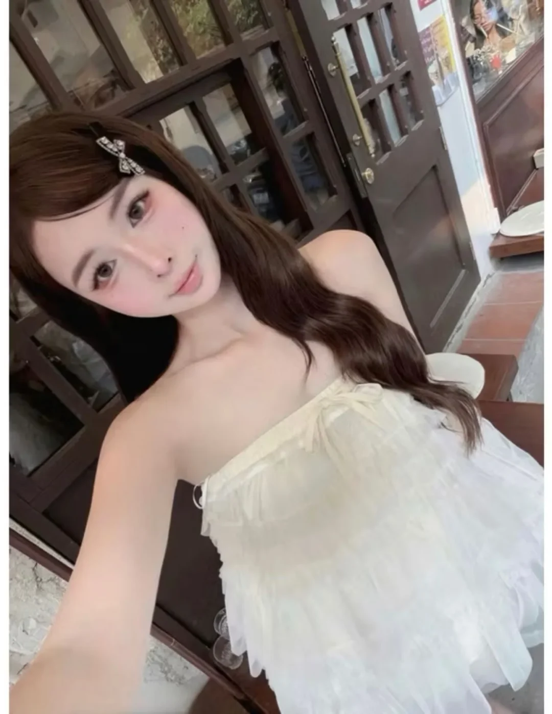 Photo 3 of Váy babydoll voan kem nhạt freesize