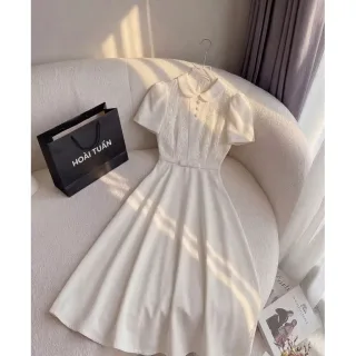 Ảnh 3 của Váy midi trắng cổ sen nữ TC Dress