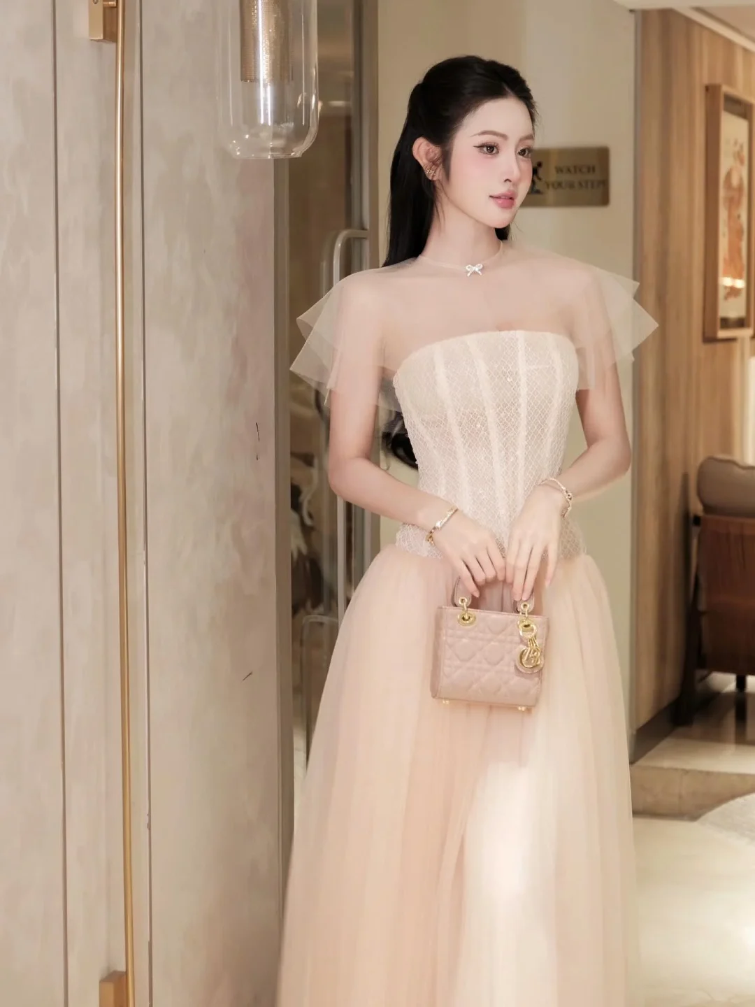 Ảnh 3 của Váy tiệc voan corset hồng pastel size M