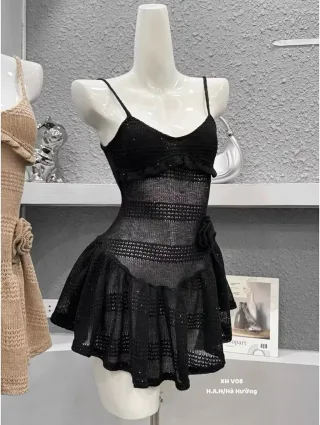 Ảnh 3 của Đầm mini sequin đen hai dây nữ