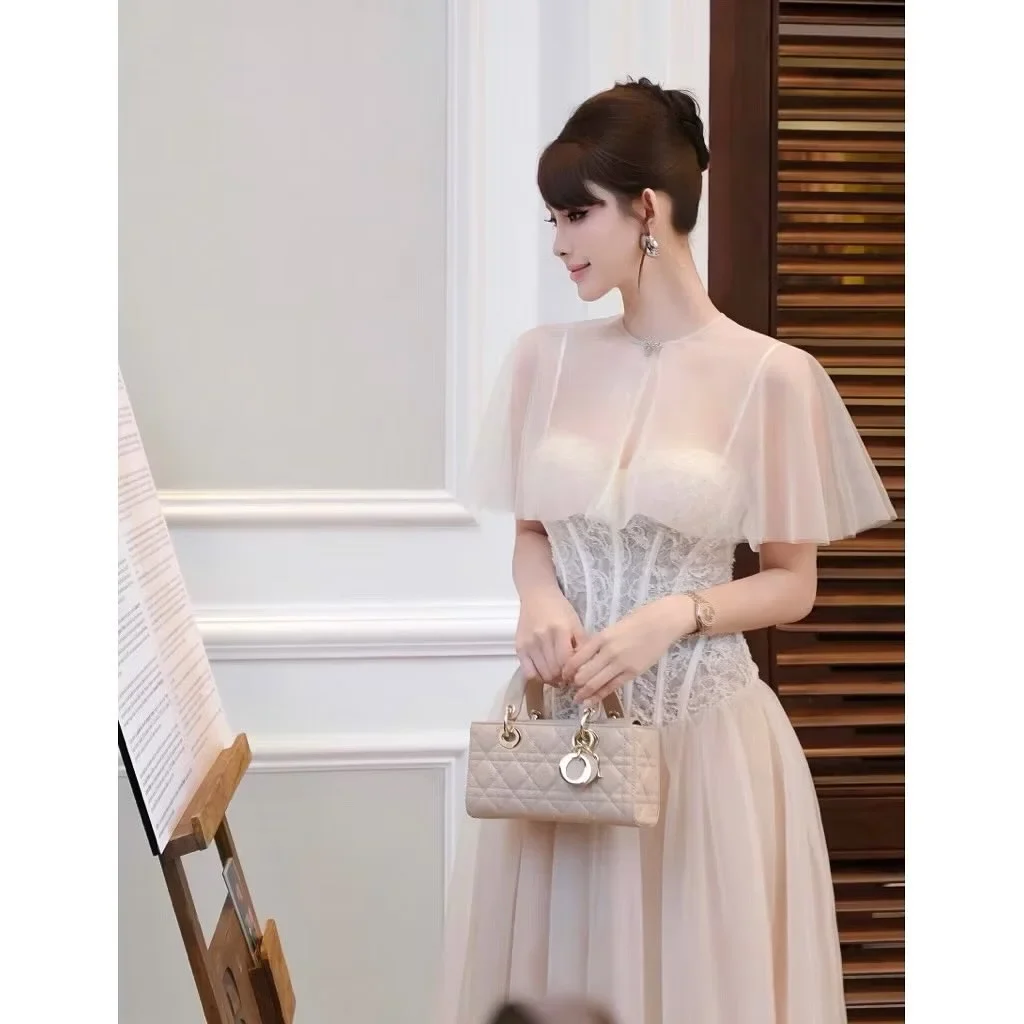Ảnh 2 của Đầm dạ hội ren voan trắng nữ