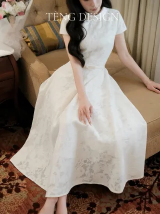 Ảnh 3 của Váy midi trắng ren hoa nữ thanh lịch