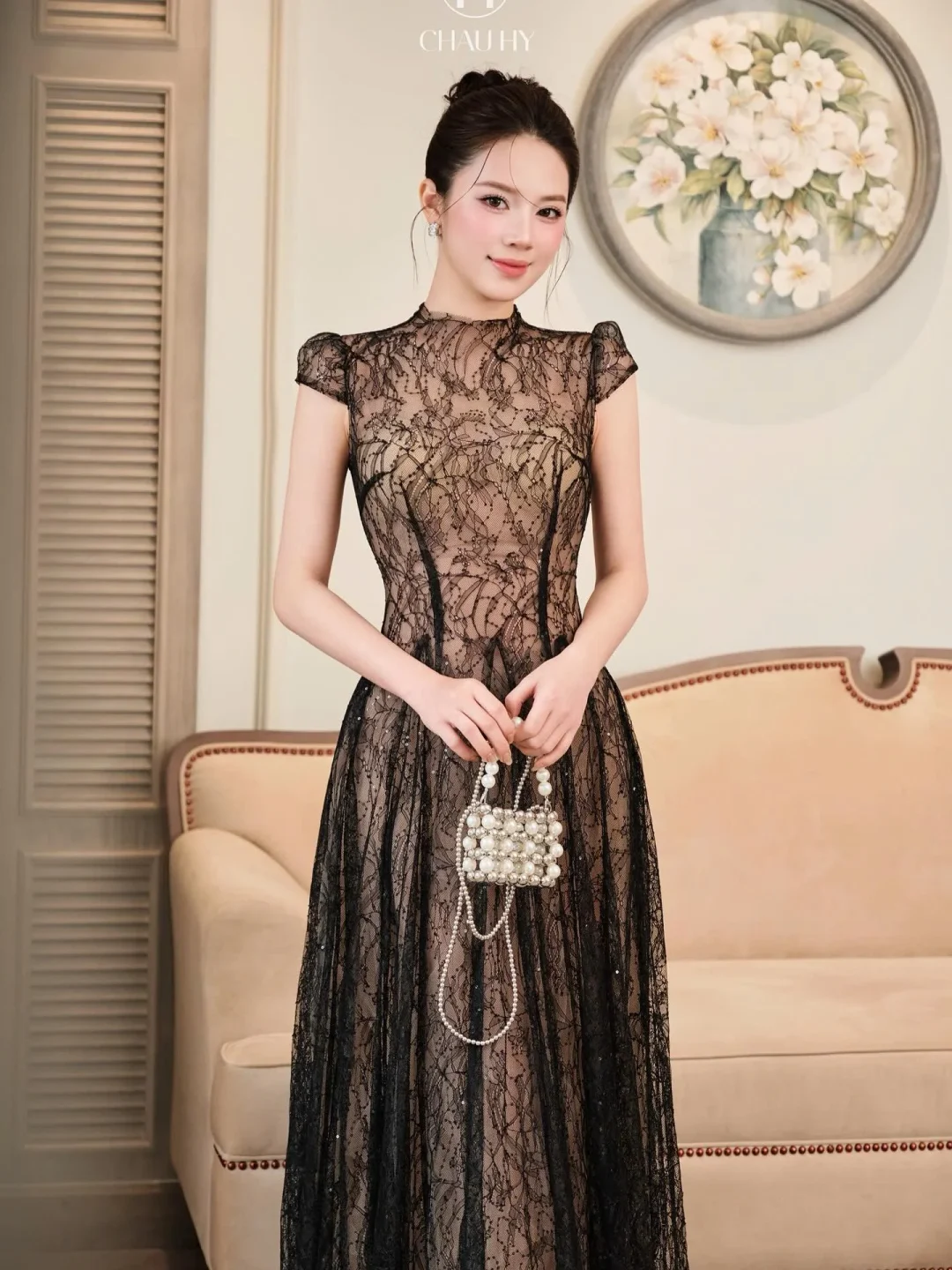 Ảnh 3 của Đầm dạ hội ren đen Châu Hy A261