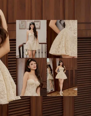 Ảnh 3 của Váy ren corset ngắn màu kem nữ