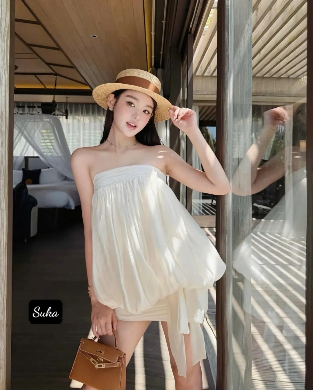 Ảnh 2 của Set áo quây trắng bong bóng nữ