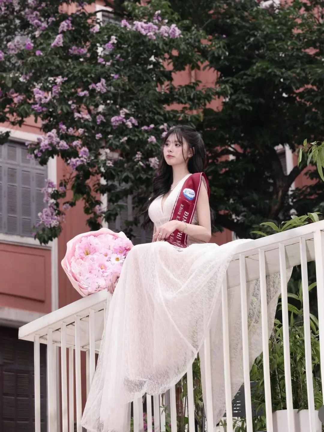 Photo 3 of Đầm Maxi Tulle Hồng Sò Vintage