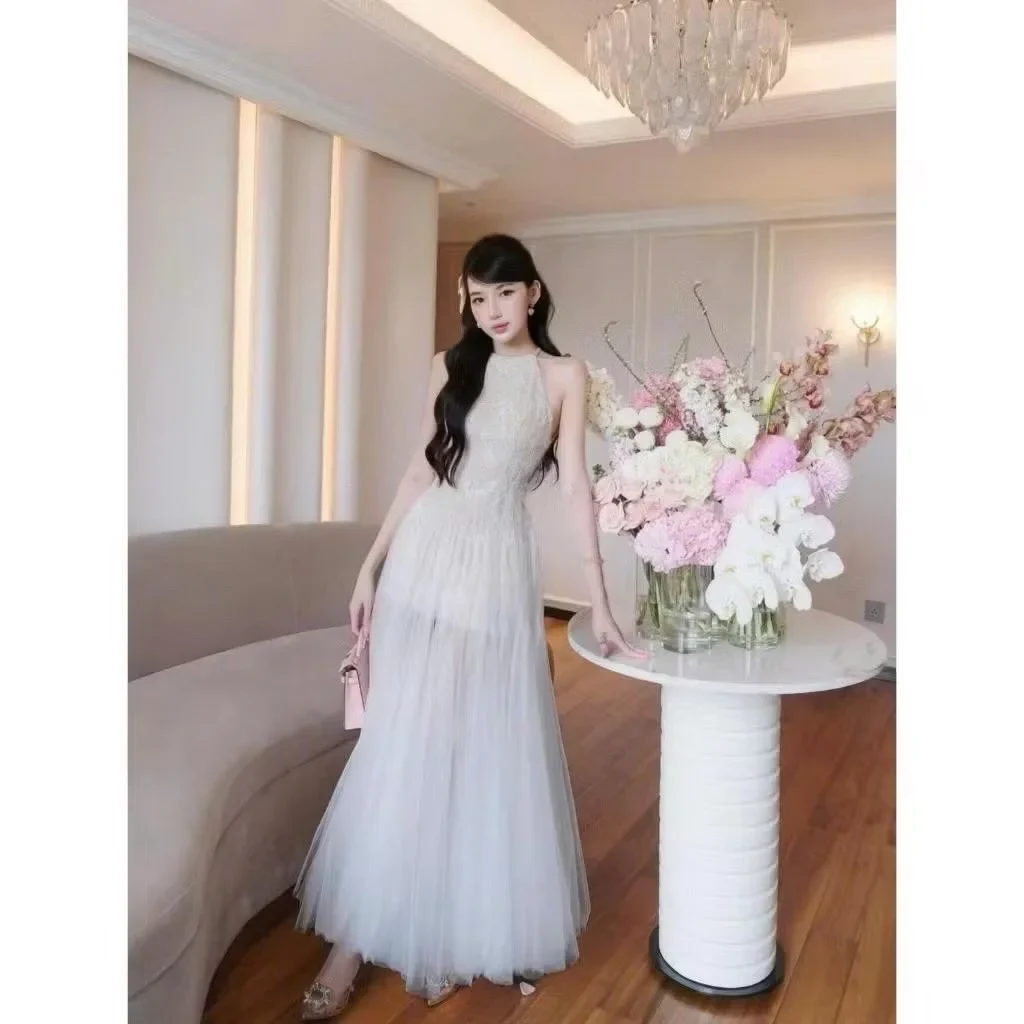 Ảnh 3 của Váy tiệc trắng ren lông vũ Loris size S