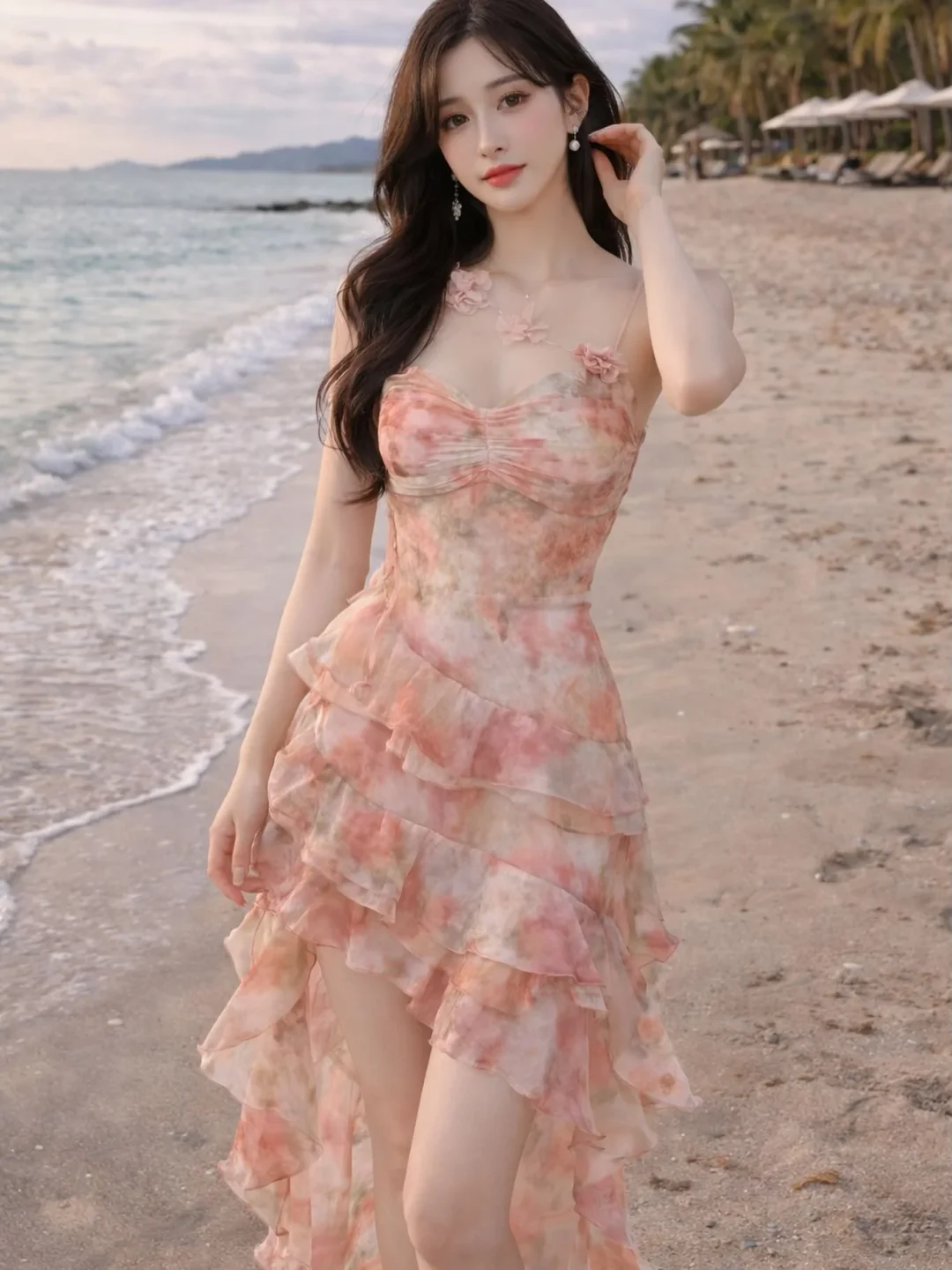 Ảnh 1 của Váy voan hoa loang tầng bèo size M