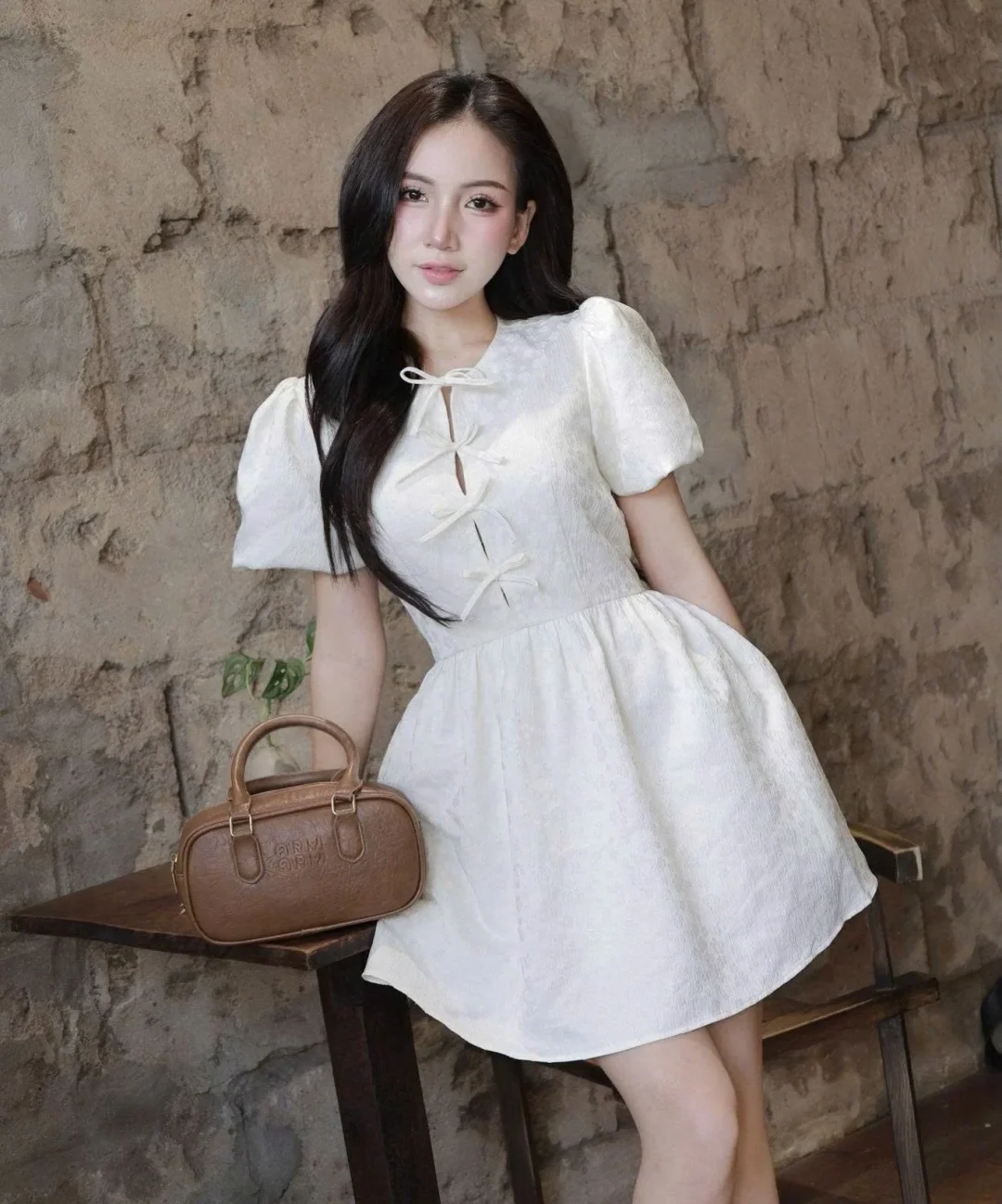 Photo 2 of Đầm trắng tay phồng babydoll size M