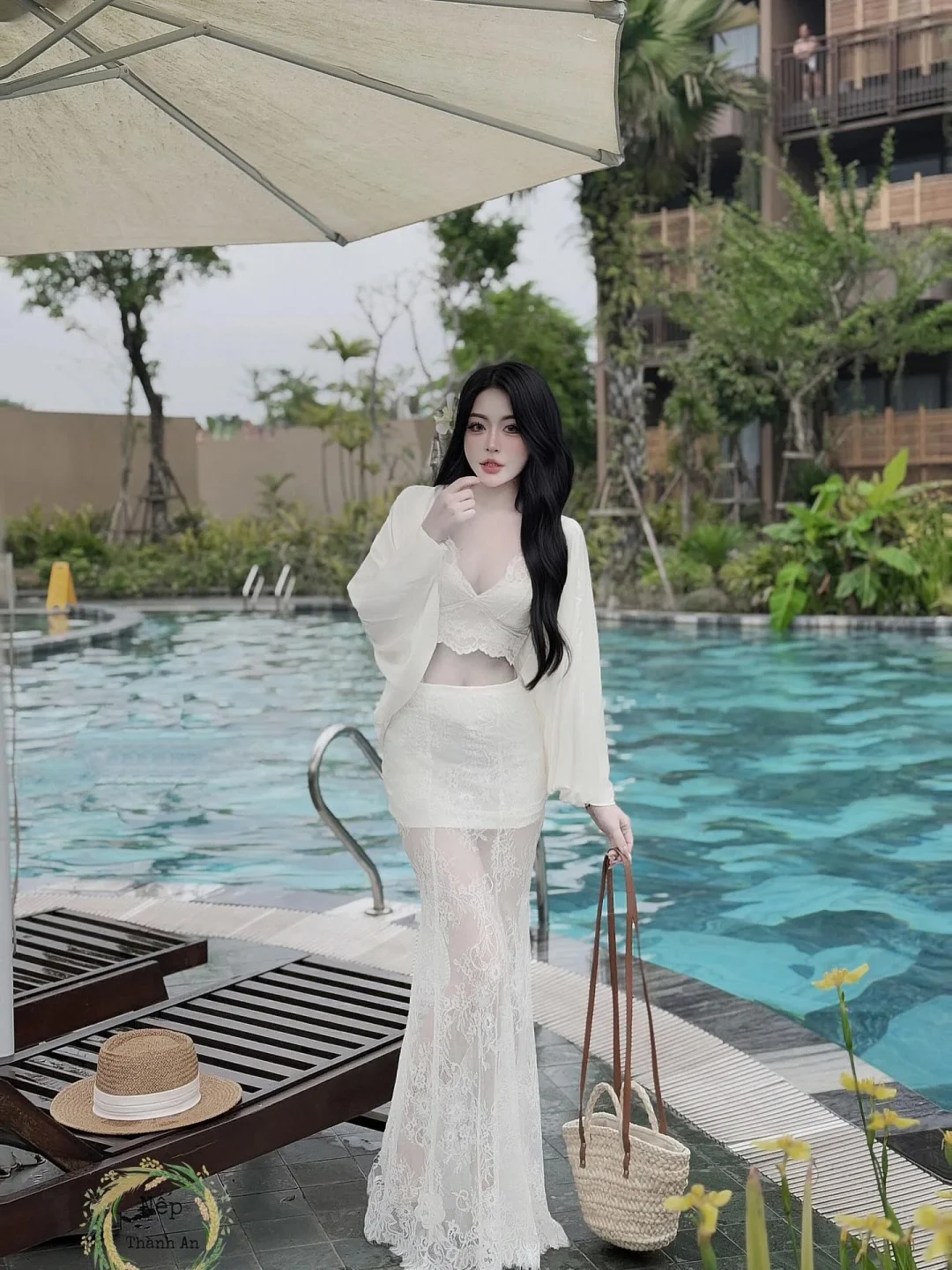 Ảnh 1 của Set váy ren trắng nữ Nếp S