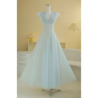 Ảnh 1 của Váy tulle dạ hội xanh mint vintage nữ