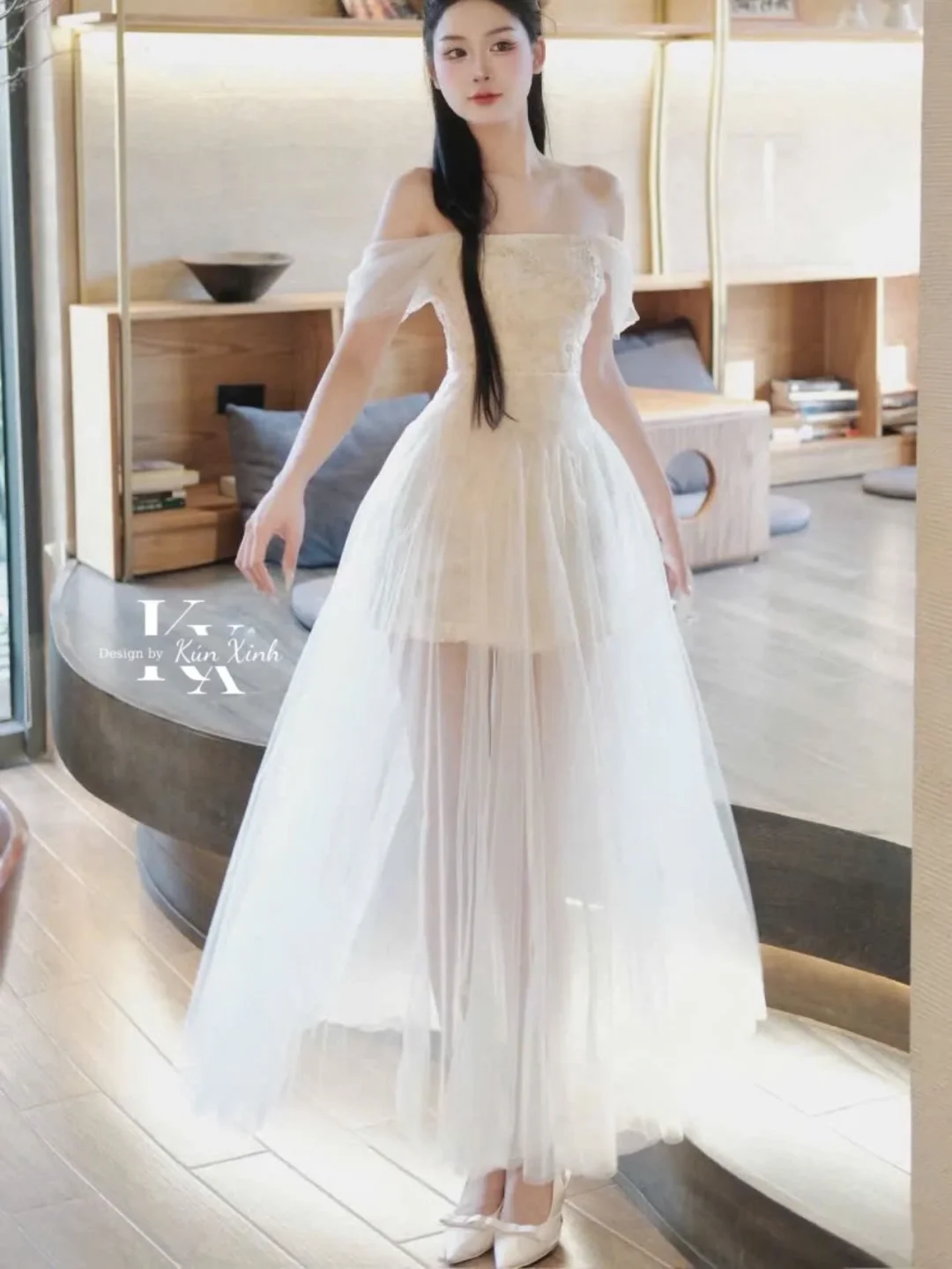 Ảnh 3 của Váy tiệc ren trắng size M nữ