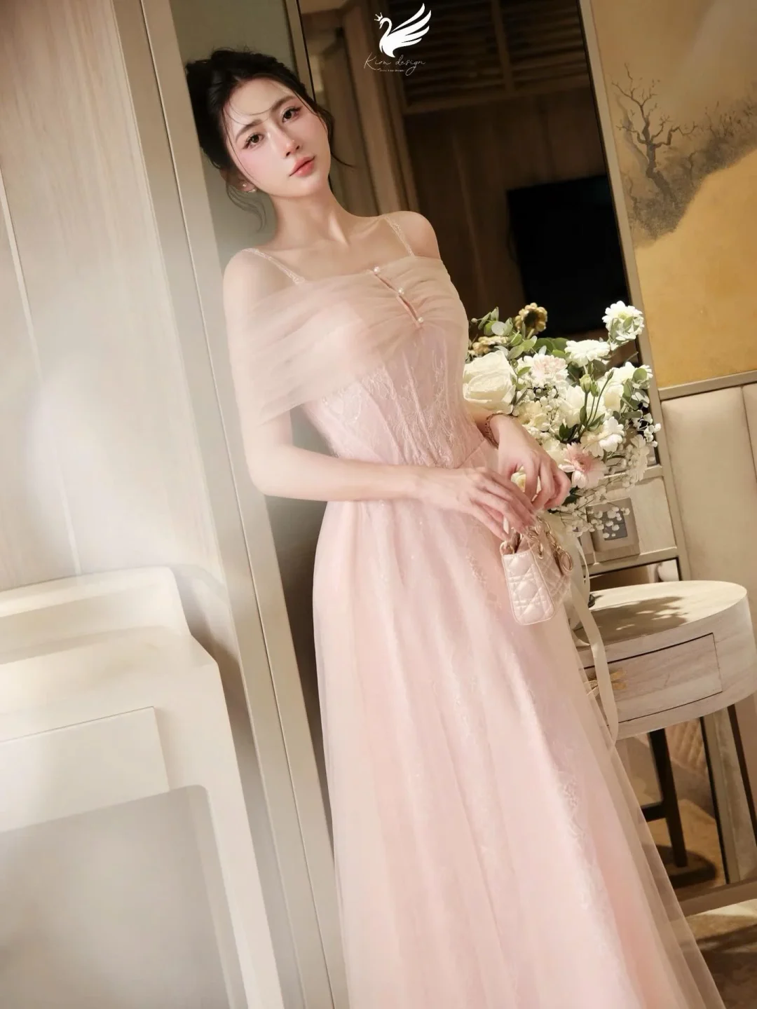 Photo 5 of Váy dạ hội hồng pastel trễ vai size M