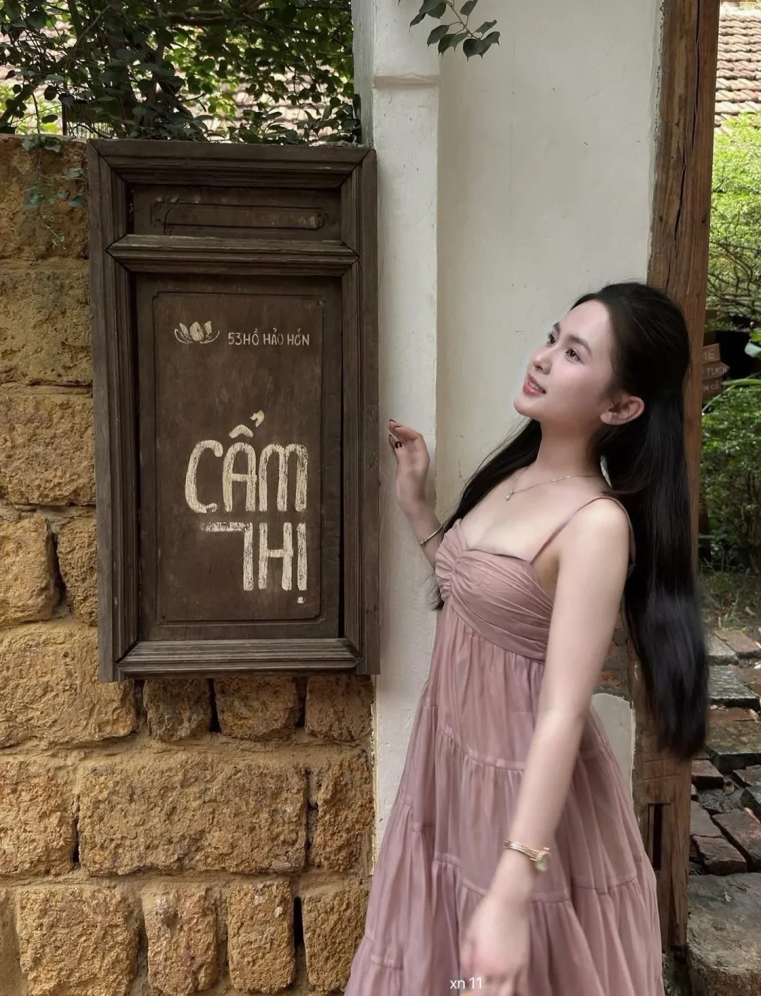 Photo 3 of Váy maxi hồng pastel nữ thanh lịch