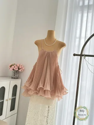 Ảnh 2 của Set váy voan ren hồng nhạt nữ dự tiệc