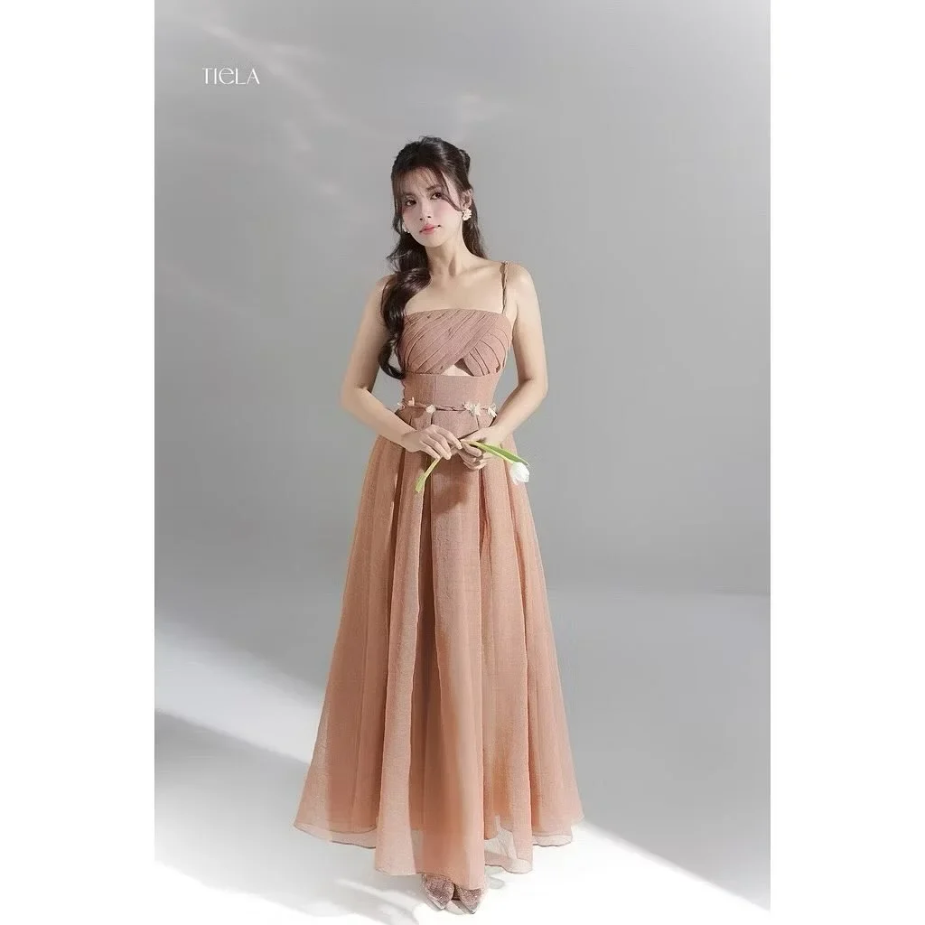 Photo 1 of Đầm maxi hai dây nude Tiela