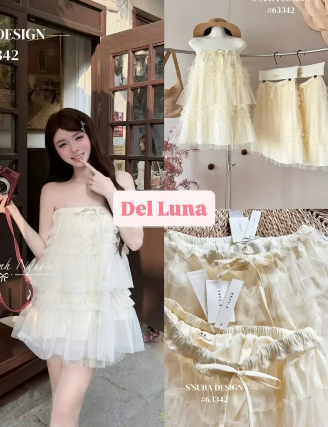 Photo 1 of Váy babydoll voan kem nhạt freesize