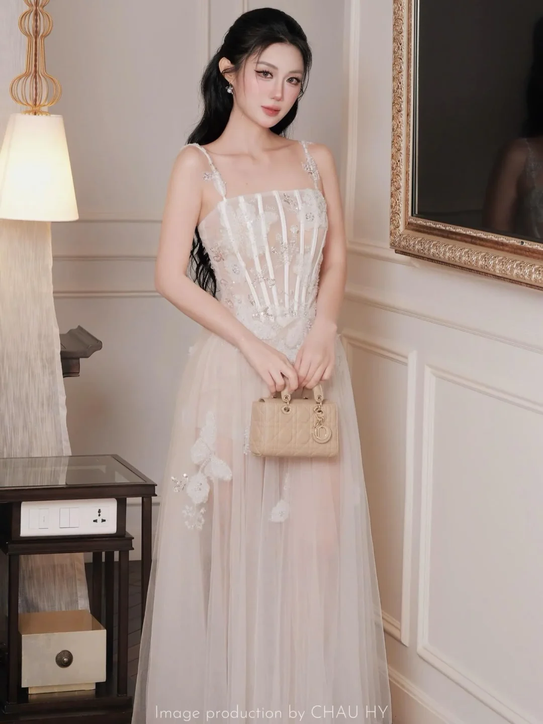 Ảnh 2 của Đầm dạ hội voan trắng kem size M