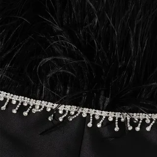 Photo 3 of Váy cúp ngực sequin lông vũ đen