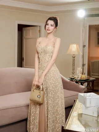 Ảnh 1 của Váy ren maxi be hai dây nữ
