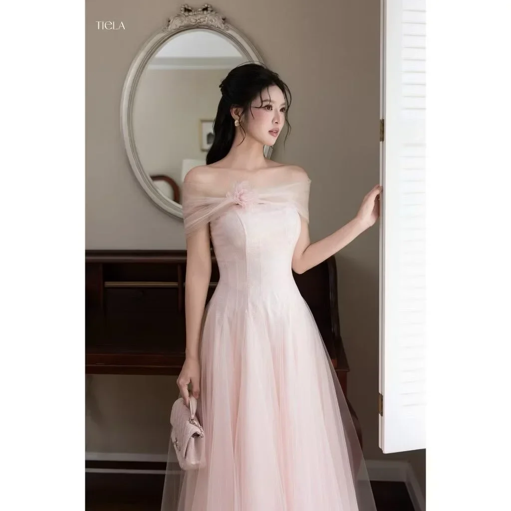 Photo 2 of Váy dạ hội voan hồng pastel Tiela