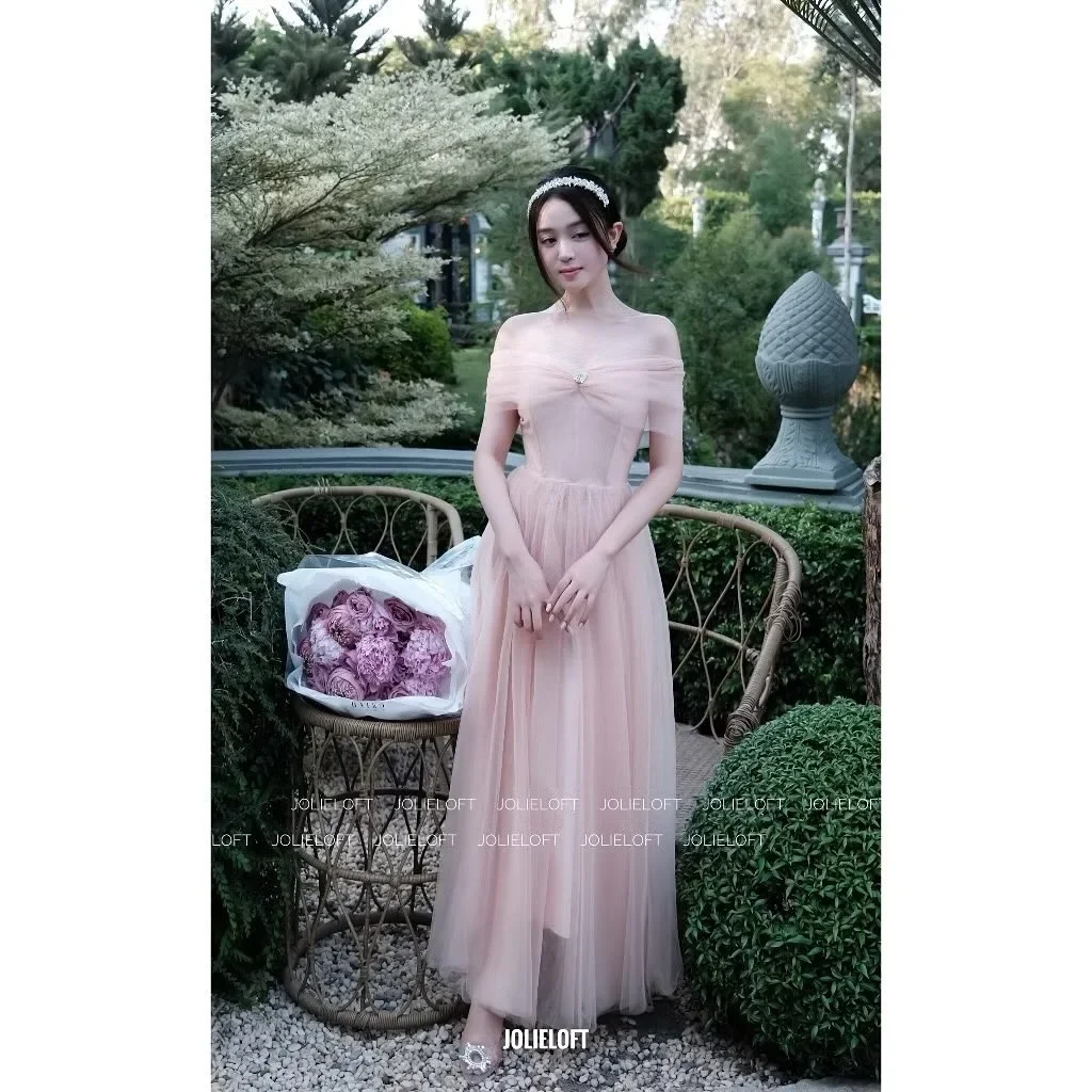 Photo 4 of Váy dạ hội voan hồng pastel TC Dress A140