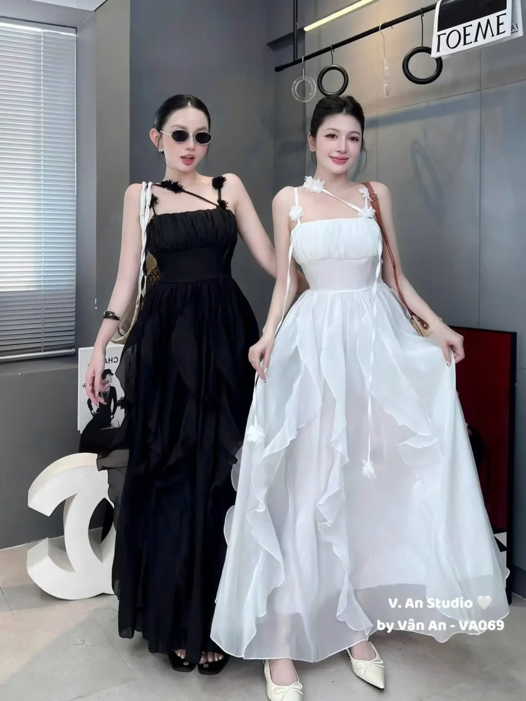Ảnh 3 của Váy maxi trắng bèo nhún voan nữ