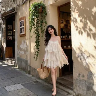 Photo 3 of Đầm babydoll ren kem size M