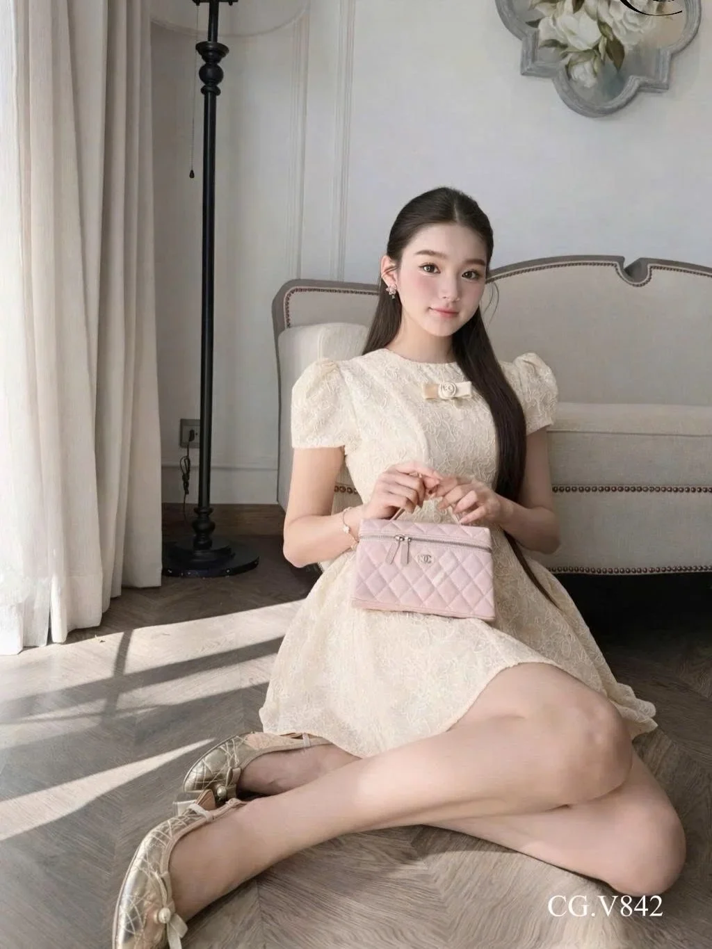 Photo 1 of Đầm ren kem tay bồng Chouchou size M