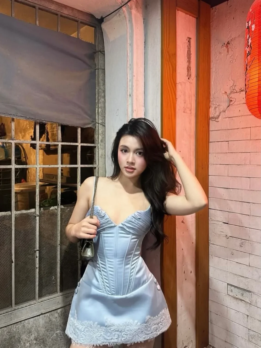 Photo 4 of Đầm corset mini xanh nhạt Doublebizz