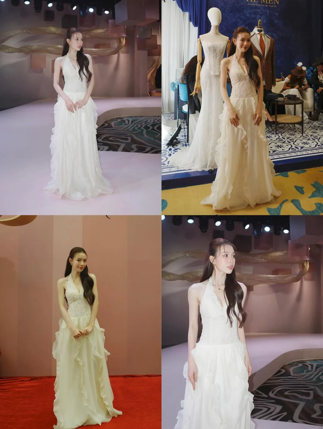 Photo 7 of Đầm maxi ren cổ yếm trắng kem Amelie