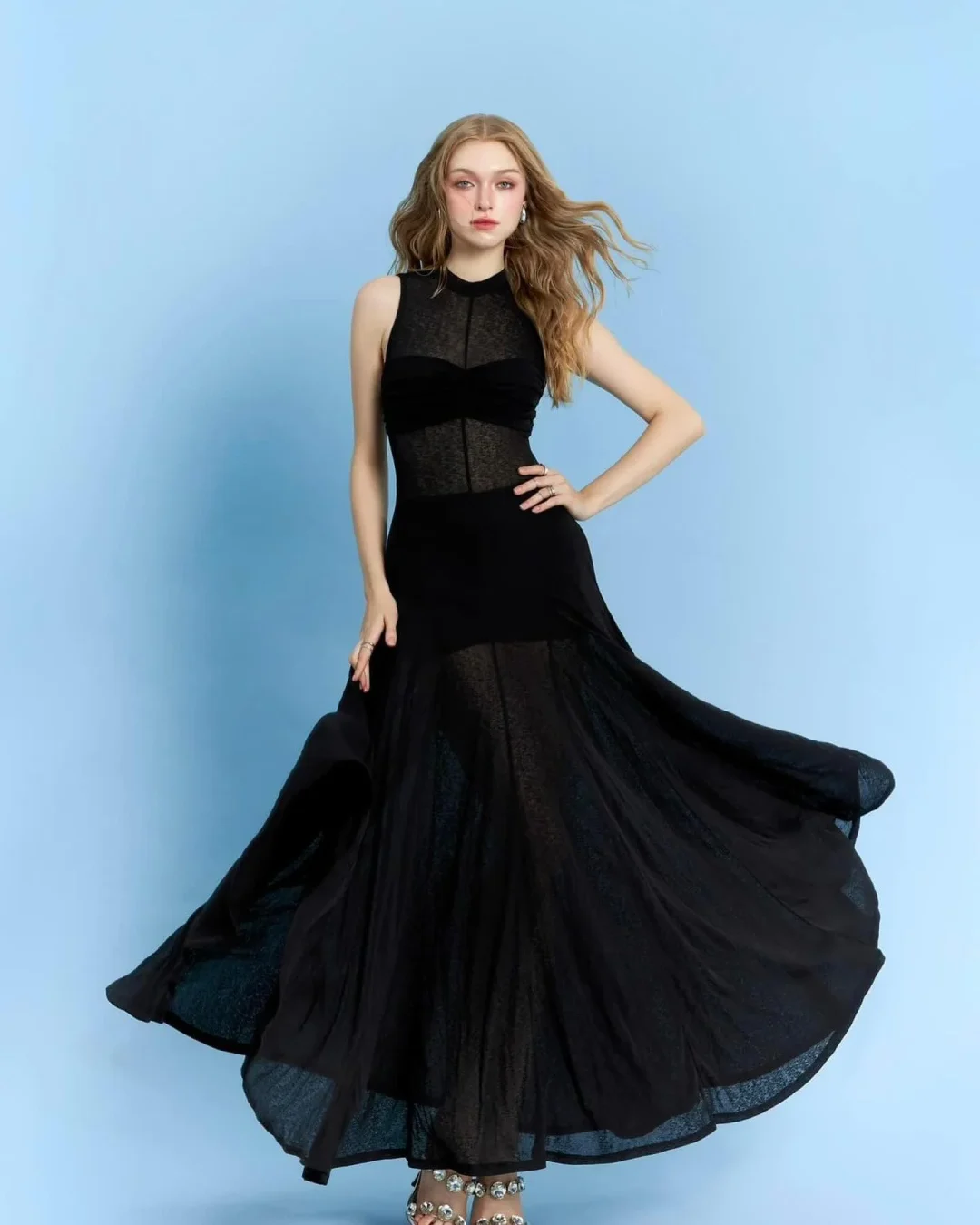 Ảnh 1 của Váy maxi ren đen Oceana London size S