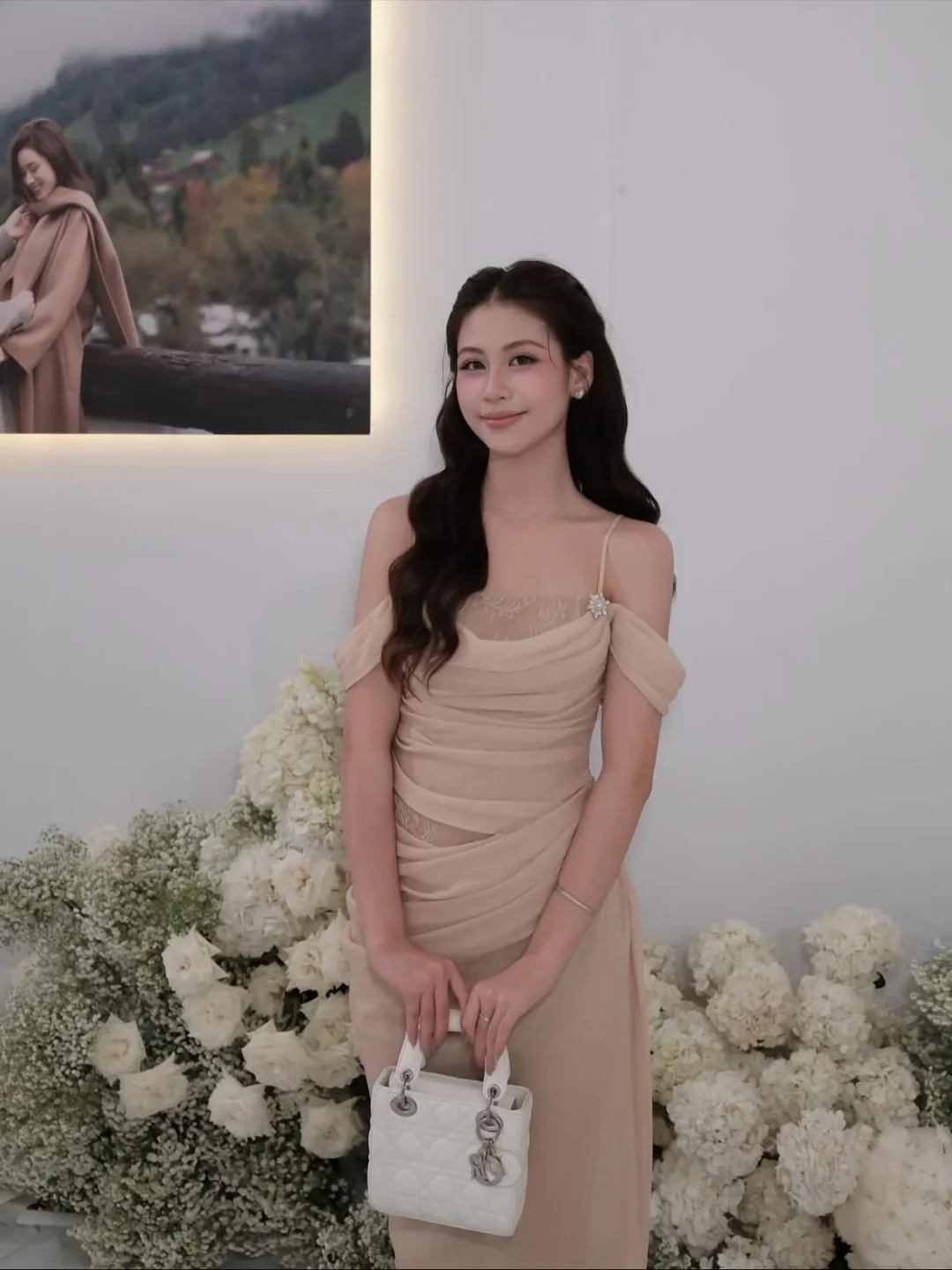 Ảnh 1 của Đầm be trễ vai ren KHIẾT size S