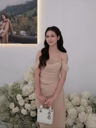 Ảnh 1 của Đầm be trễ vai ren KHIẾT size S
