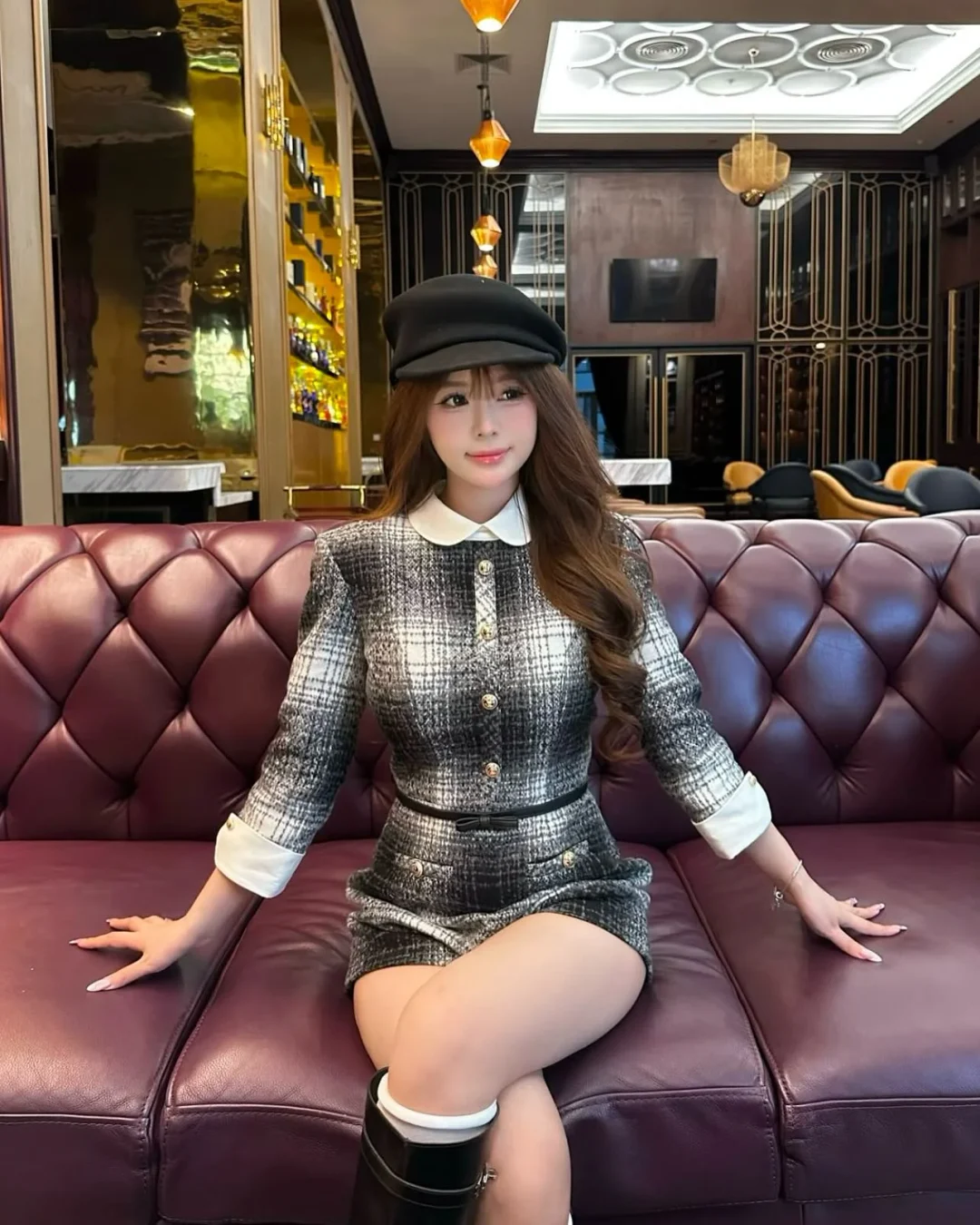 Ảnh 3 của Set áo liền quần tweed caro Joie Des Roses