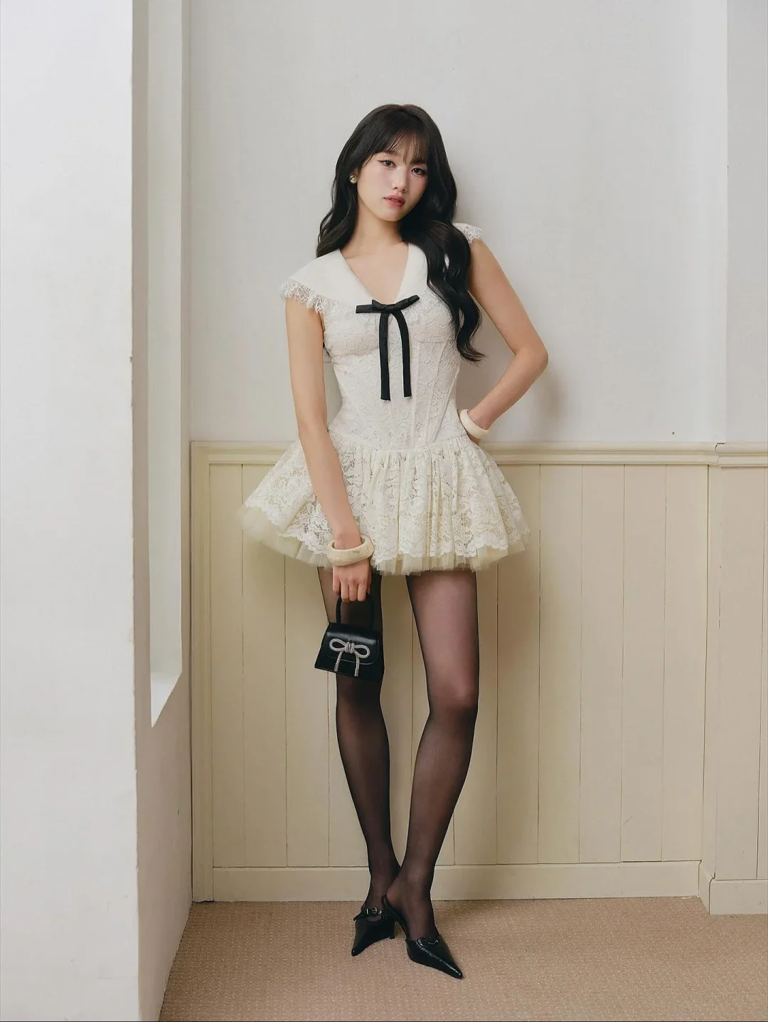 Photo 3 of Váy ren trắng peplum Darling.ism size S