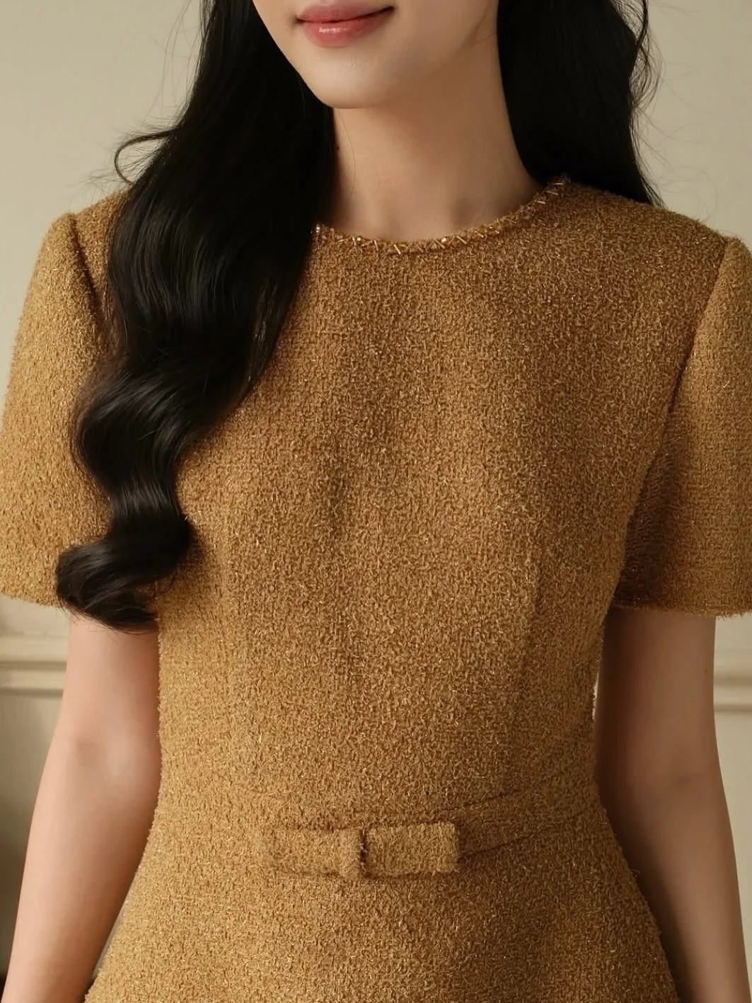 Ảnh 5 của Đầm tweed vàng gold ngắn tay Seo Studio