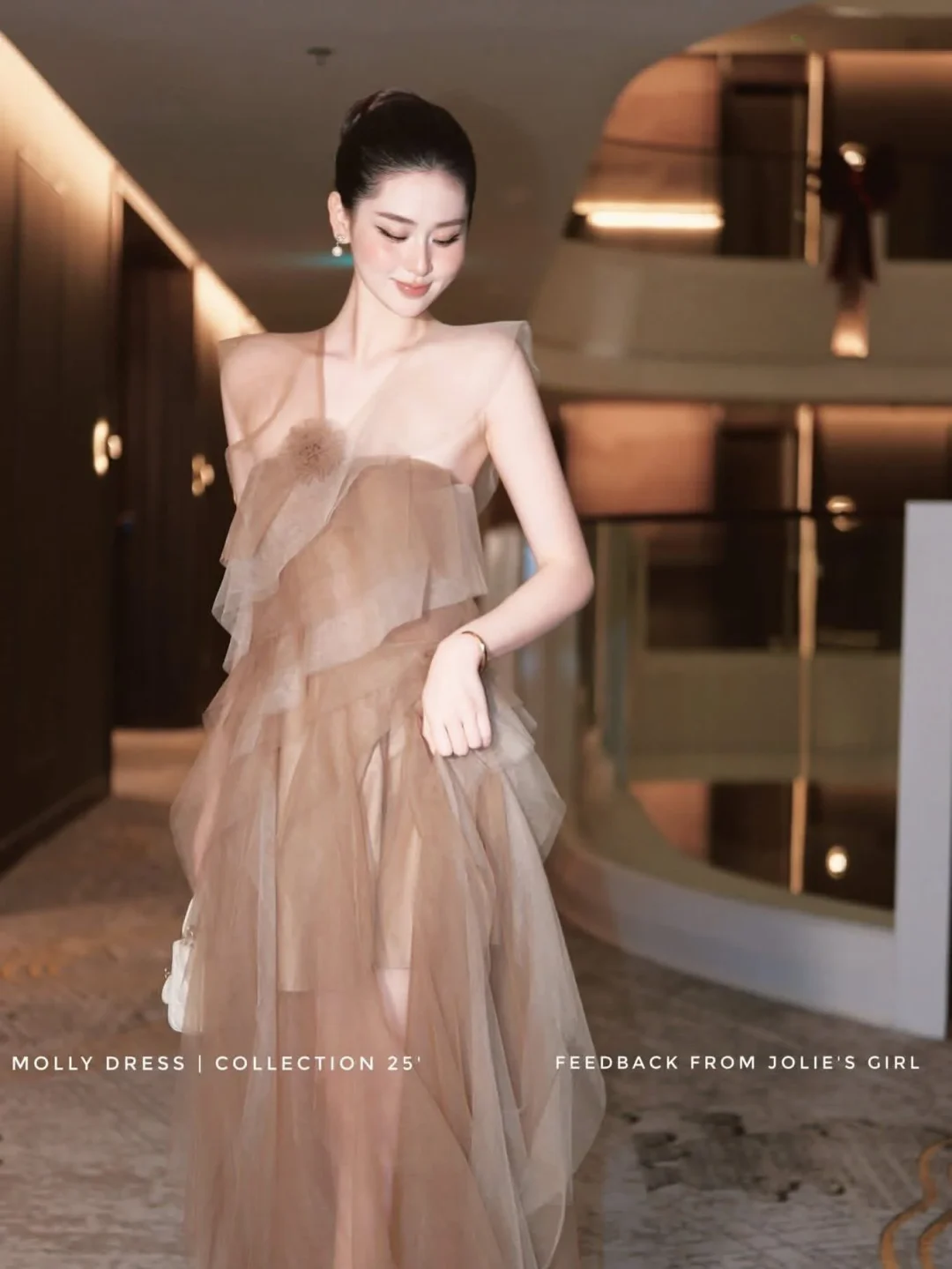 Ảnh 8 của Váy tulle nâu nhiều tầng nữ sang trọng