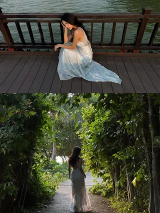 Ảnh 3 của Váy maxi vintage xanh nhạt size S