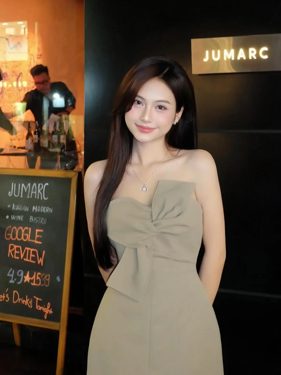 Ảnh 3 của Đầm midi be cúp ngực nơ LANE JT