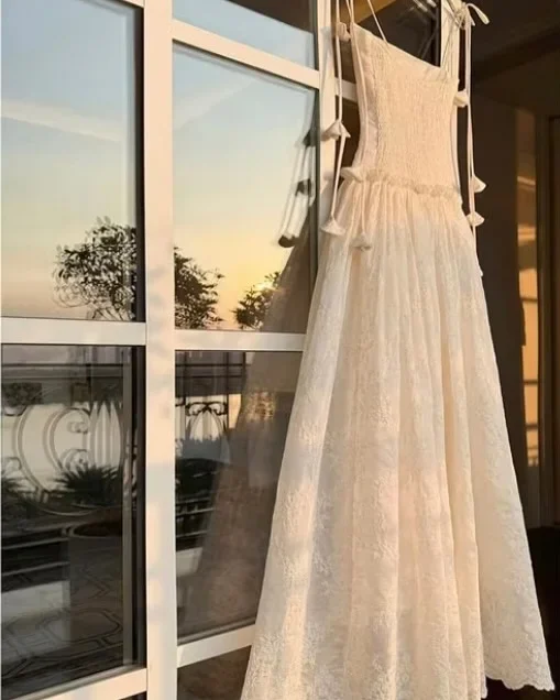 Ảnh 1 của Váy maxi ren trắng nữ tính vintage