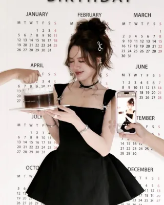Photo 3 of Váy mini đen nhung xòe vai trần nữ Lsoul