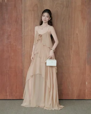 Photo 2 of Đầm maxi voan be Rubies size S