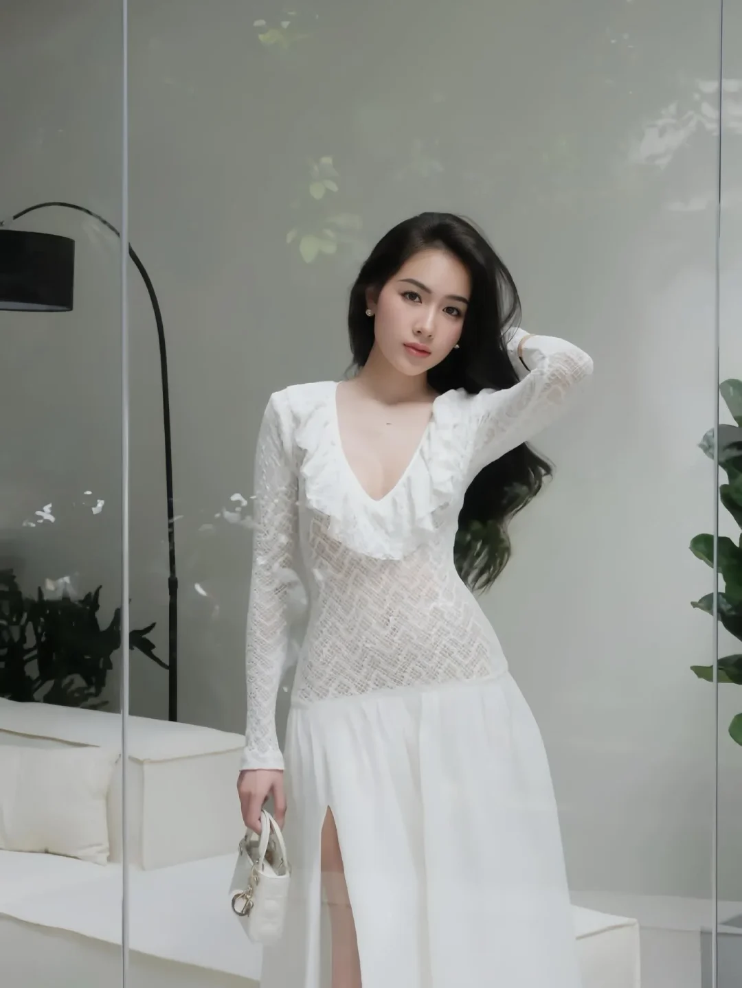 Photo 3 of Set áo ren váy maxi trắng Monico