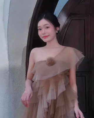 Ảnh 4 của Đầm tulle ngắn quây ngực nâu nhạt nữ