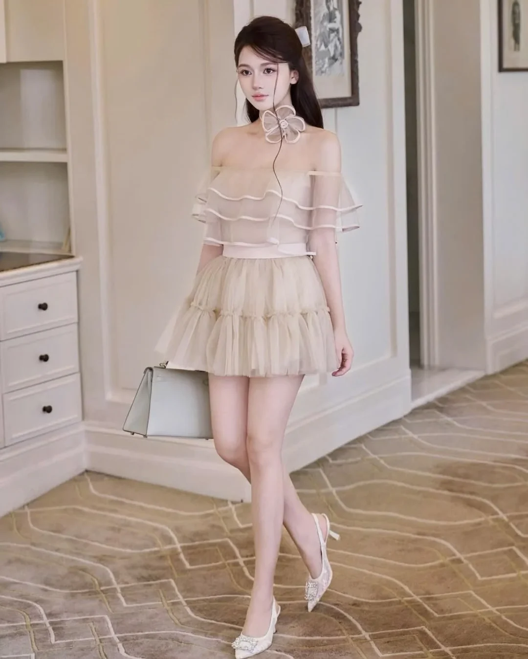 Photo 2 of Set Áo Váy Voan Be Trễ Vai Betti Club