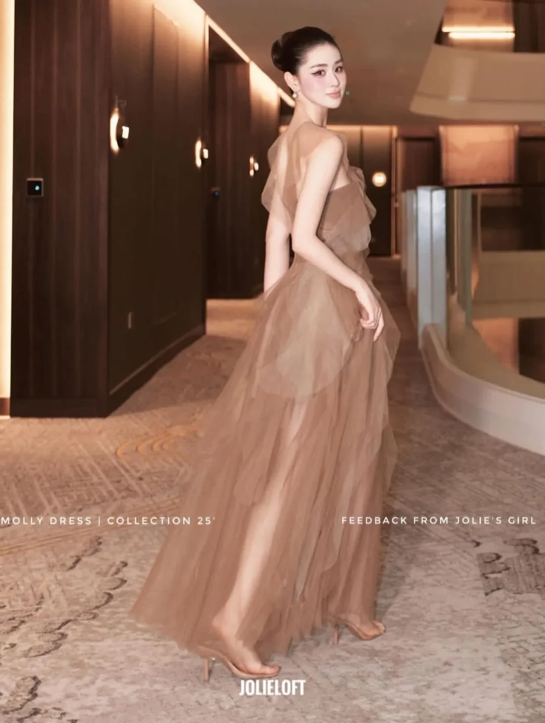 Ảnh 6 của Váy tulle nâu nhiều tầng nữ sang trọng