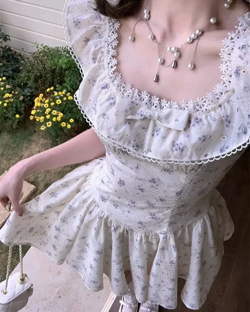Ảnh 1 của Váy babydoll hoa ren vintage nữ
