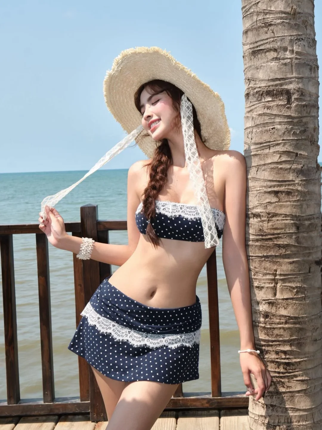 Photo 1 of Bộ bikini chấm bi Maikaa xanh navy size S