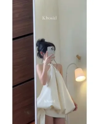 Photo 3 of Set đồ linen trắng hai dây nữ